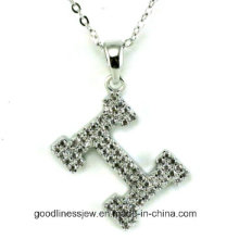 High Quality H Letters Necklace Made with AAA Zircon Rhodium Plated Romantic Pendants Necklaces for Women N6612